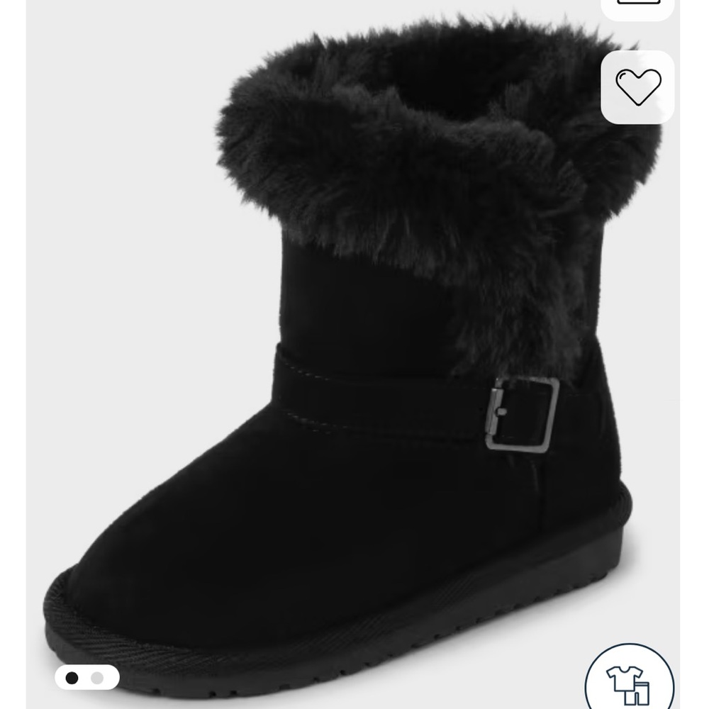 NWT Children's Place Girls Black Faux Fur Chalet Boots Toddler 6